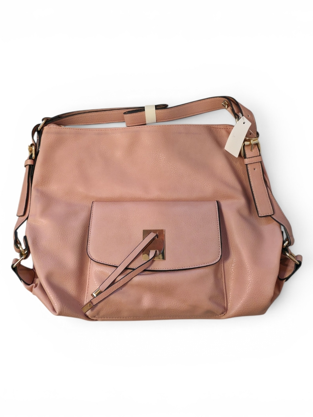 Structured Leather Shoulder Bag in Blush Pink